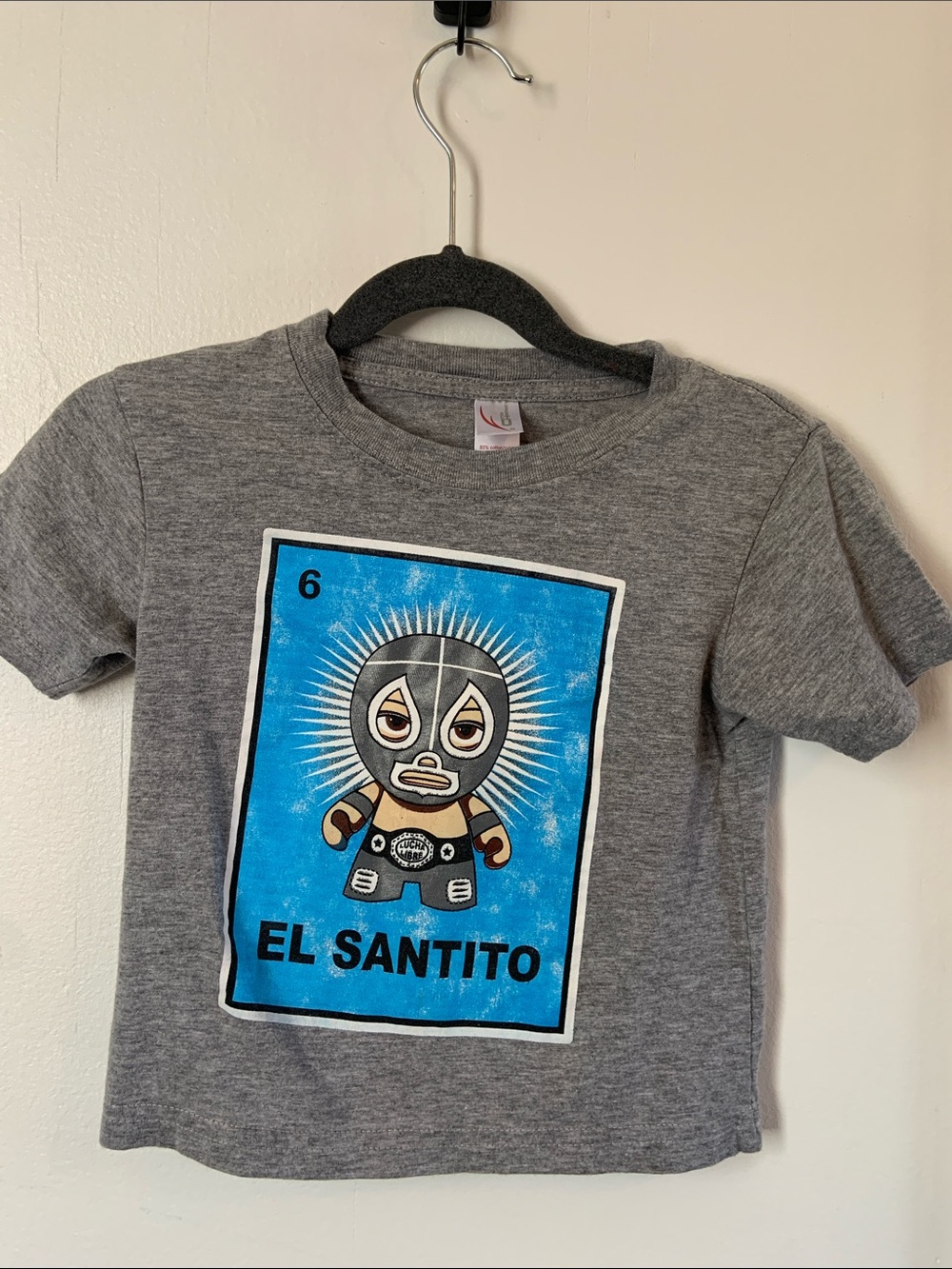 El Santito Kids Short-Sleeve Tee - Gray with Blue Graphic